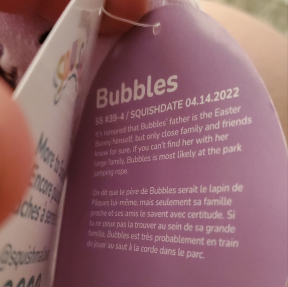 4.5" Purple Bunny - "Bubbles"  Limited Easter Edition Squishmallow - Picture 9 of 16